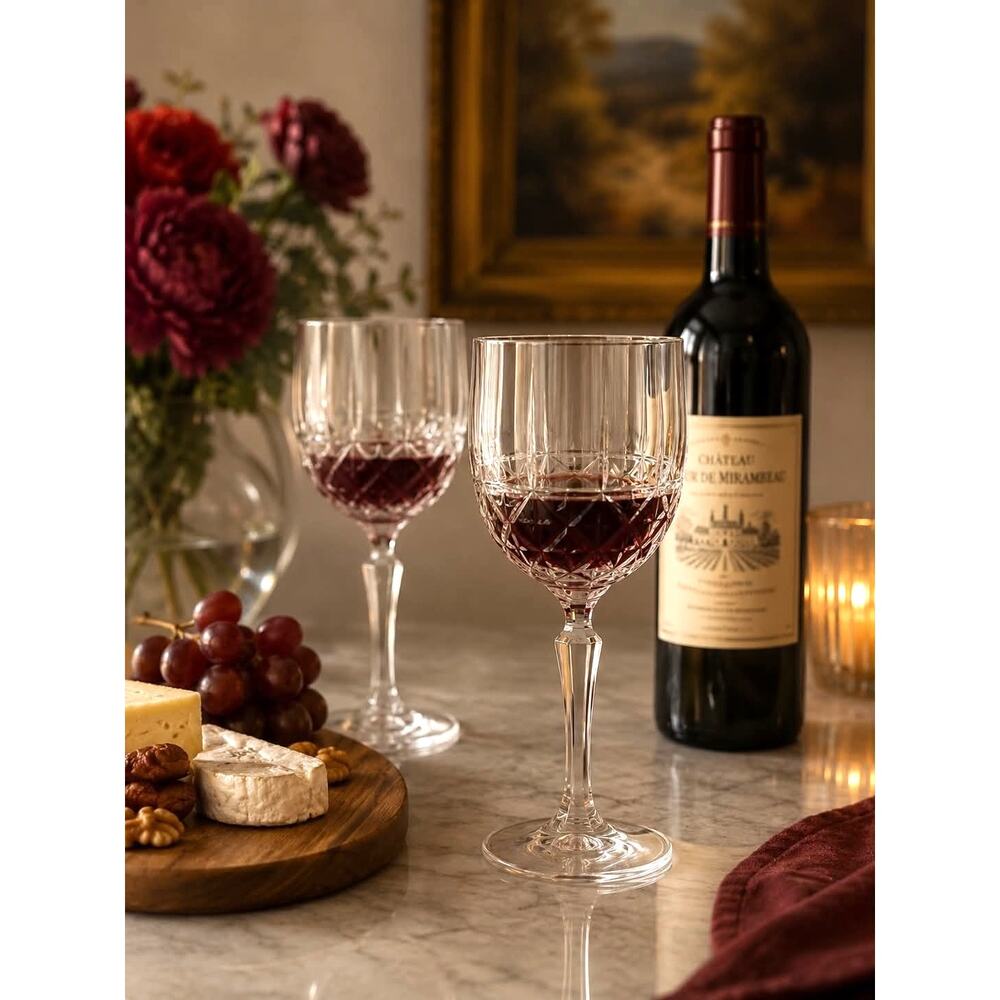 Vintage Waterford Marquis BRADY Crystal Wine Glasses Set of 2 Etched 8” Elegant